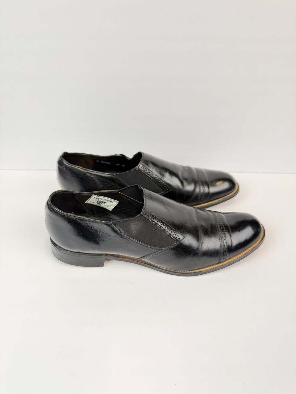 Stacy Adams Men's Madison Cap Toe Slip On Black Leather Shoes 00017-01 Size 10 D